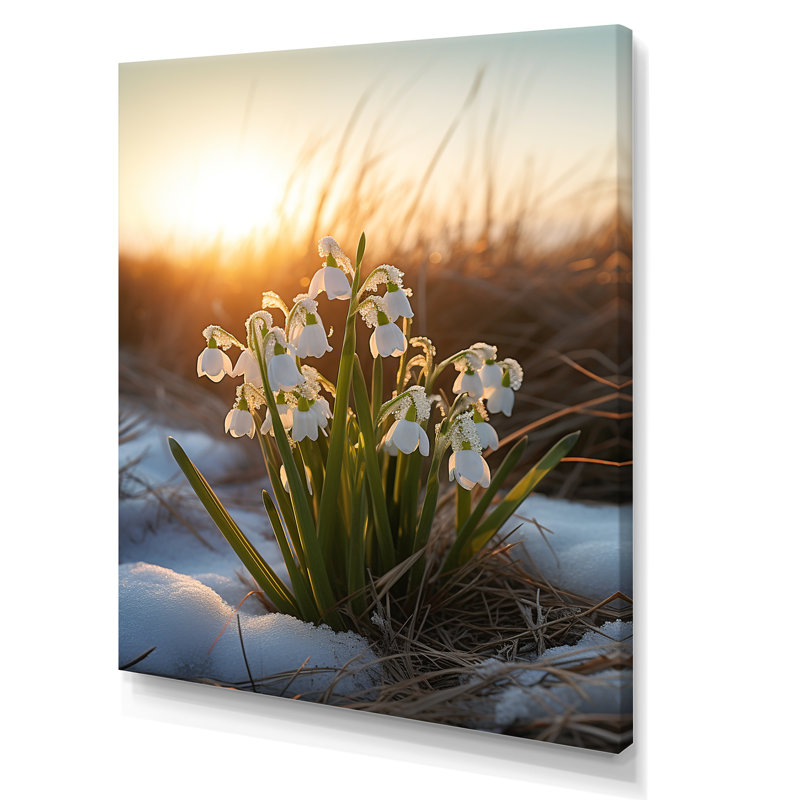 Coucher de soleil vert, hiver, coucher de soleil I, Toile tendue, H 20 po x l 12 po x P 1 po