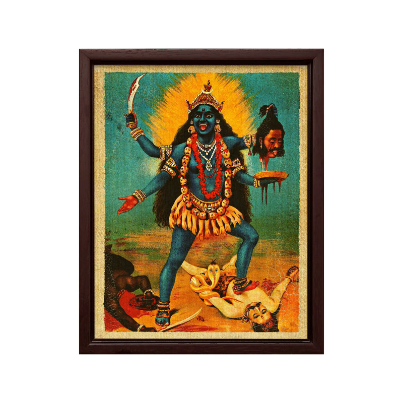Déesse Kali, Canevas, H 12 po x l 16 po, Encadrement brun