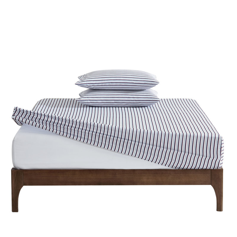 Nautica Fitted Sheet and Standard Pillowcase Sets, Queen Sheet Set + Fitted Sheet + 2 Pillowcases, Avery Striped