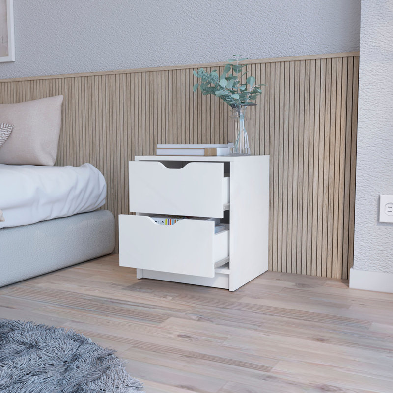 White Two-Drawer Nightstand