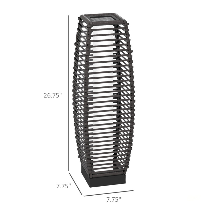 Lampe solaire sur pied en rotin solaire, éclairage de sentier de jardin extérieur imperméable avec DEL marche / arrêt automatique pour porche, cour, pelouse, cour, terrasse, gris