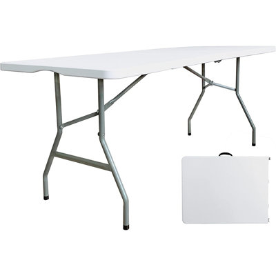 6 Foot Folding Table – White – 6Ft Heavy Duty Plastic Foldable Table, 72‑Inch Portable With Handle, Indoor/Outdoor Utility Card Table For Picnic, Party, Dining