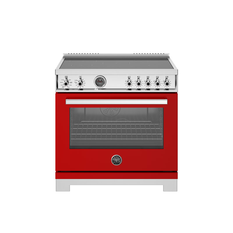 Professional Series Induction Range 36" - 5 Heating Zones + Cast-iron Griddle - Self-clean Oven, Red Gloss