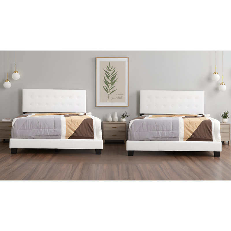 Ensemble de lit en similicuir blanc Patras, Double, Blanc