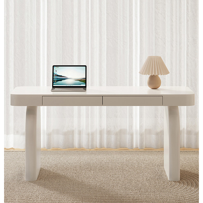 French-Style Cream Solid Wood Office Desk, 29.53" H x 47.24" W x 23.62" D