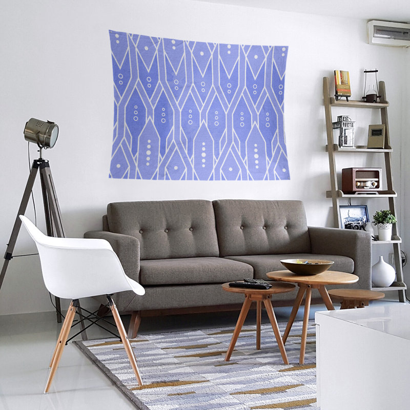 Tapisserie murale treillis, H 68 po x l 80 po, Bleu