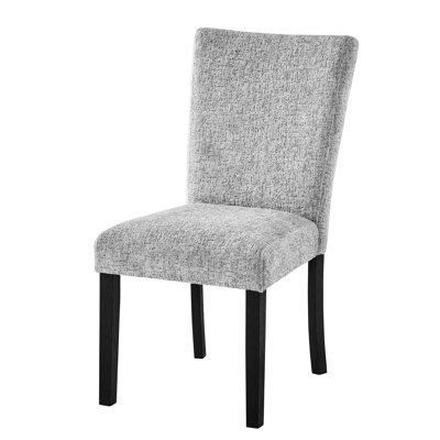 Chaise de salle à manger 2 pièces gris océanique, chaises d'appoint contemporaines à dossier solide, tissu rembourré, conception carrée, pieds blocs, rembourrage en mousse, bois d'hévéa, nettoyage facile pour le dossier moderne, revêtement, pièce