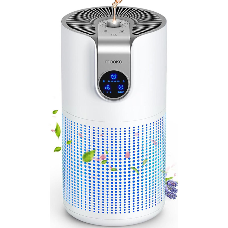 MOOKA Air Purifiers for Home Large Room Up to 1500 sq. ft. with Aromatherapy, White