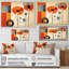 Fleurs cubiques orange vif - art mural abstrait géométrique pour le salon-97033663-97033670