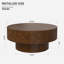 Table basse ronde en bois de ronce fabriquée à la main avec piédestal Strudy, table basse en bois massif de style Mid-Century moderne pour le salon-2025711819-2019760443