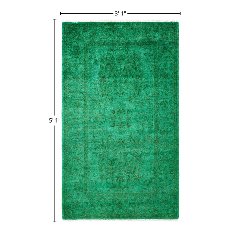 Overdyed One-of-a-Kind Rectangle 3'1" X 5'1" Hand Knotted Area Rug