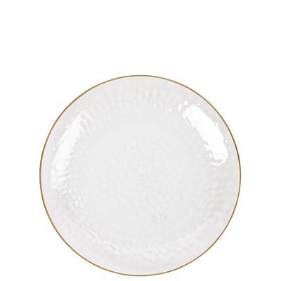 Assiettes martelées transparentes rondes 7 pouces avec bordure dorée Ecoqualité pour 40 invités