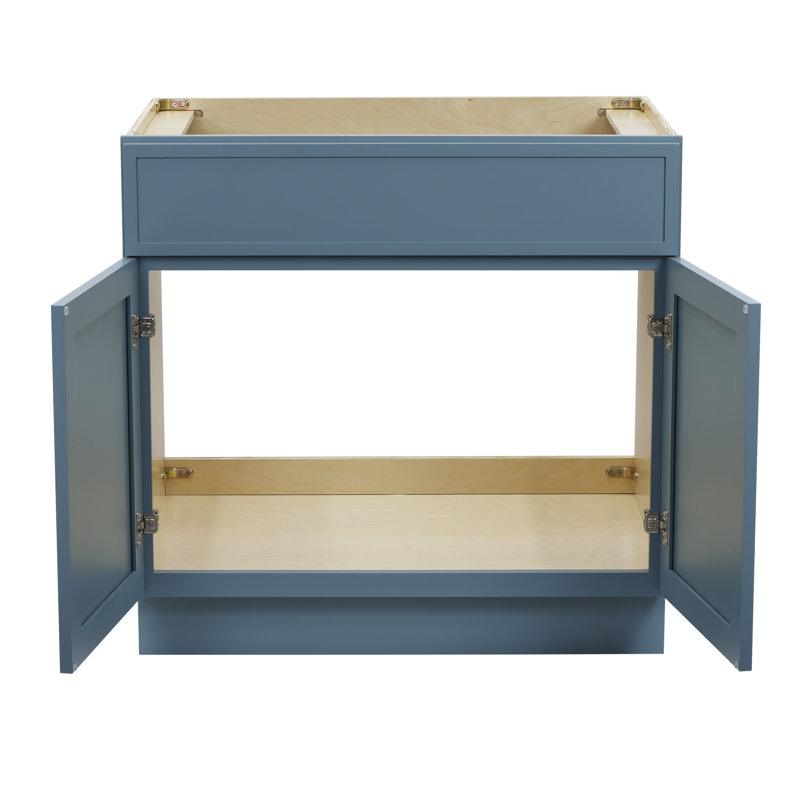 33" W Birch Plywood Freestanding Single Base Storage Cabinet with Soft Close Door, Sea Green