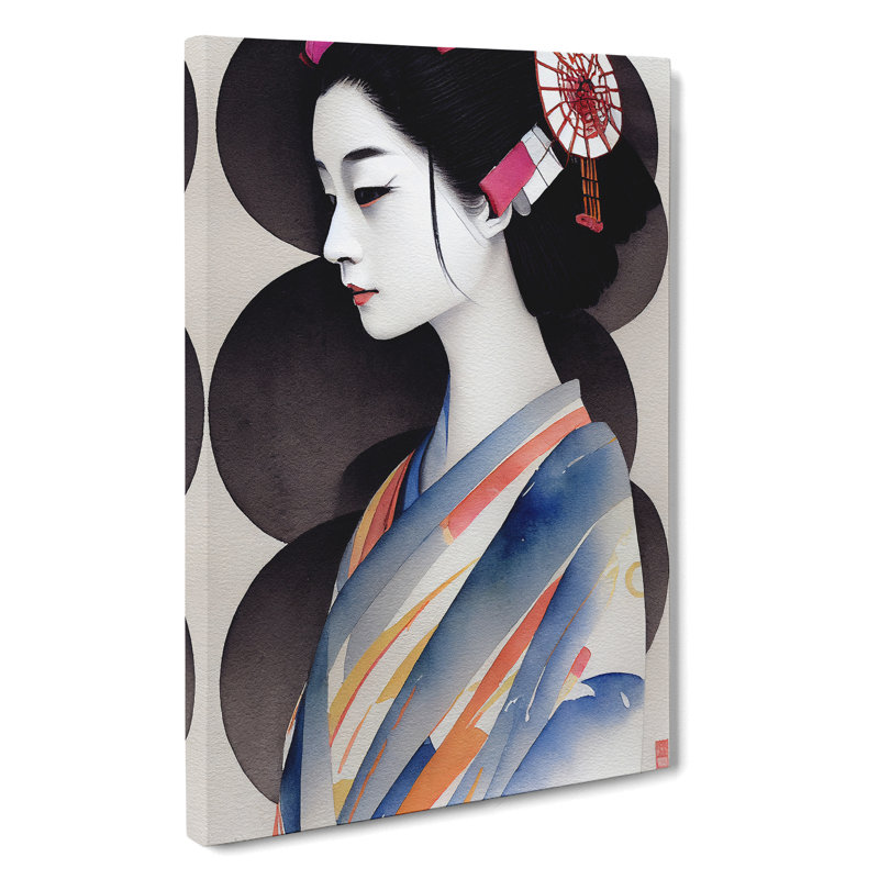 Inspiring Geisha - Wrapped Canvas Painting, 50cm H x 35cm W x 3cm D, Wrapped Canvas