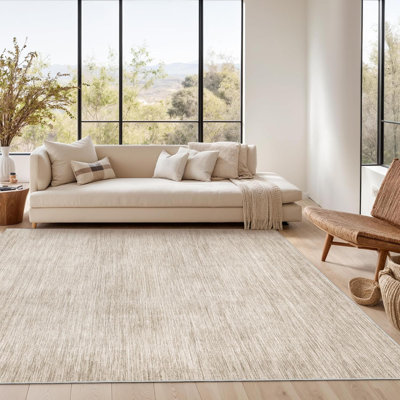 Washable 6'X9' Brown Area Rug - Non-Slip Stain Resistant Rug For Living Room Bedroom, Foldable Machine Washable Rug