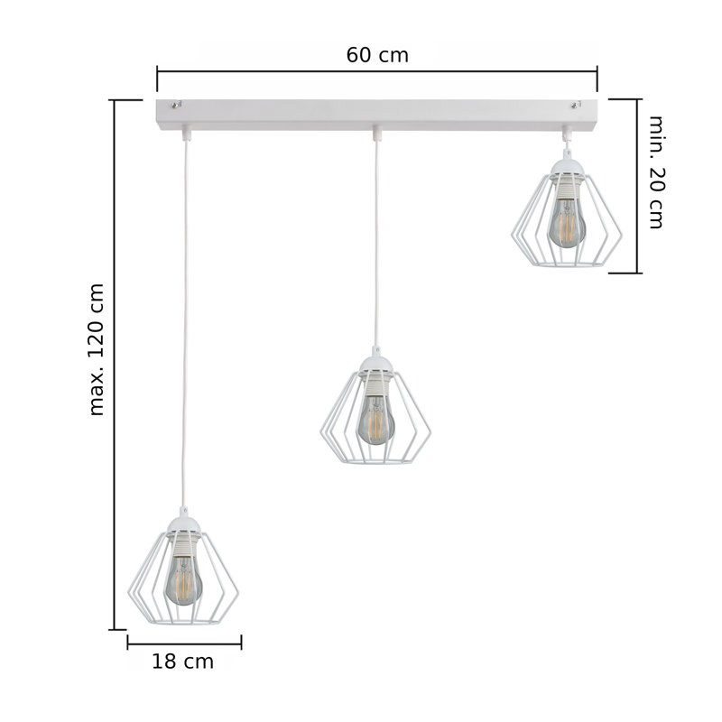 Gazon 3 - Light White Caged Pendant