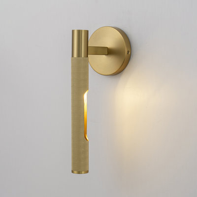 14" Modern Industrial Knurled Cylinder Wall Sconce