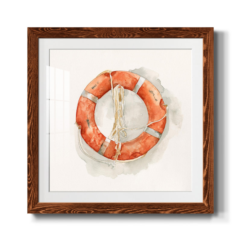 «Nautical Safety II», reproduction d'art sur toile encadrée, H 20 po x l 20 po x P 1,5 po, Cadre en érable