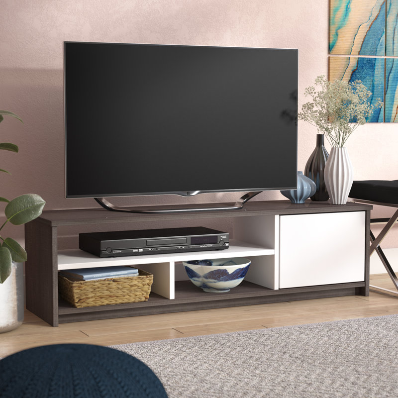 Meuble télé pour téléviseur de 55 po ou moins Jonesborough, Gris foncé / Blanc