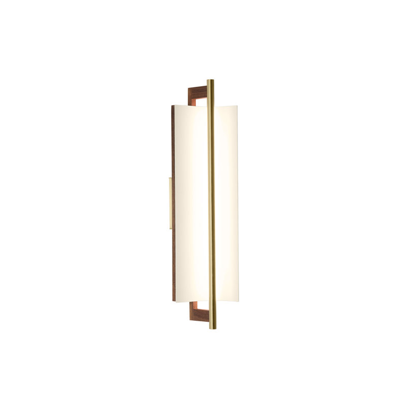 Allavo 22" Dimmable LED Bath Sconce, Brushed Aluminum/Walnut, 3500K - 277V AC, Textured White