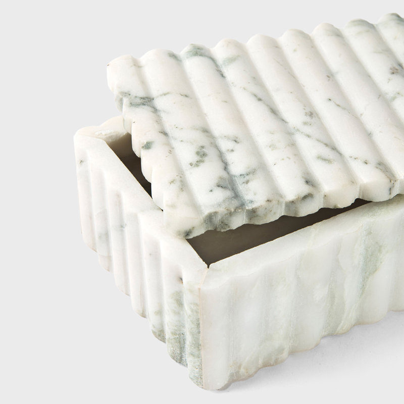  Boîte sculptée en marbre, Blanc