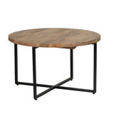 Abrams 31 Inch Round Wood Top Metal Base Coffee Table