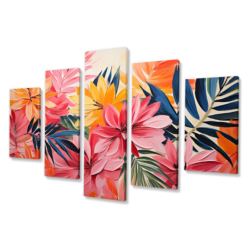 «Rose Floral Tropical Jungle» par Matisse I - fleurs, art mural multipanel