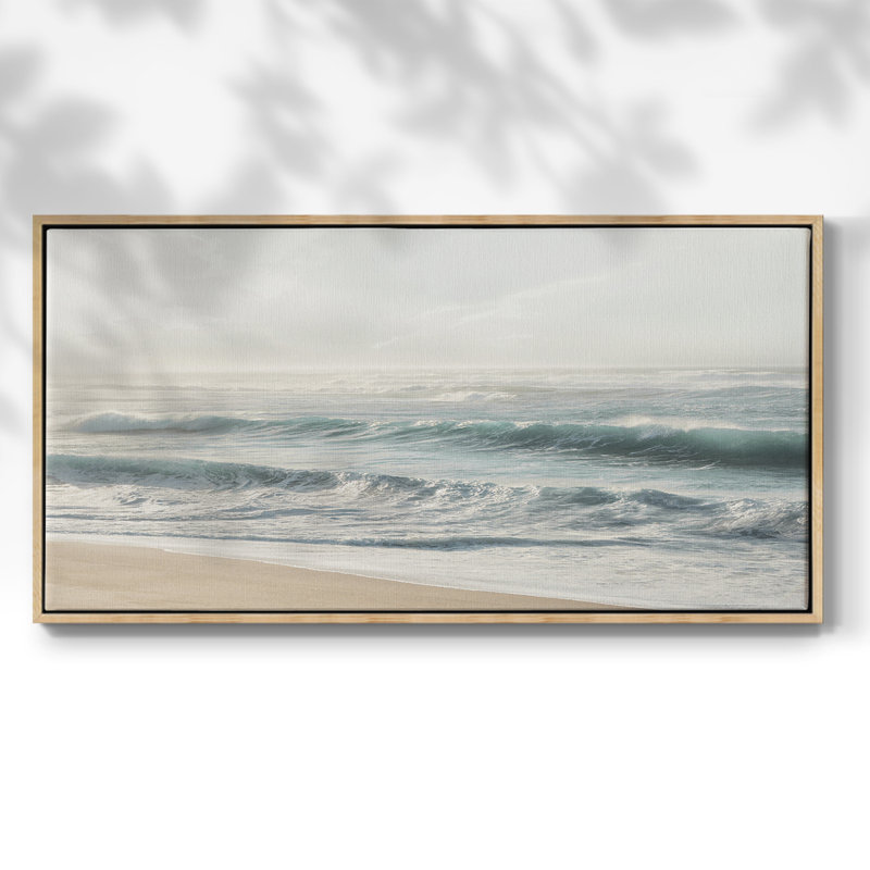 Douces vagues - Toile tendue avec châssis encadré - Prêt à accrocher, Naturel, H 21 po x l 41 po