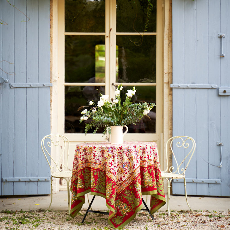 Noel 100% Cotton Floral Tablecloth, 71" x 71"