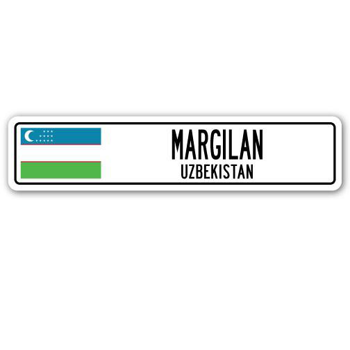 Plaque de rue en aluminium Margilan, drapeau de l'Ouzbékistan, H 6 po x l 24 po x P 1 po