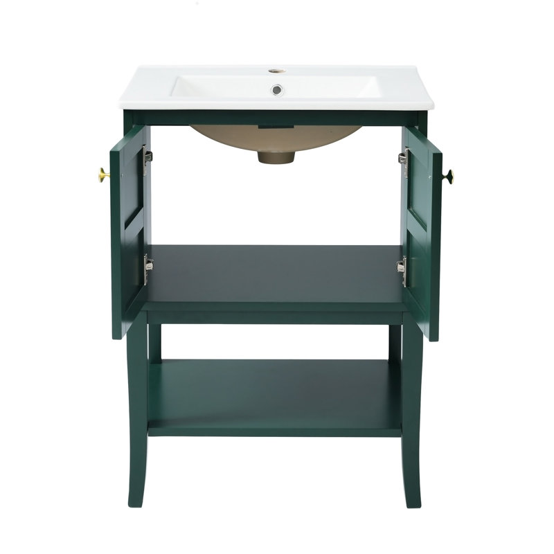 24'' Bathroom Vanity With Top Sink, Modern Bathroom Storage Cabinet With 2 Doors, Single Sink Bathroom Vanity