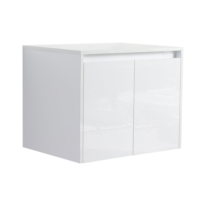 24" Bathroom Wall Cabinet, 2-Soft Close Doors, Float Mounting Design,Glossy White,