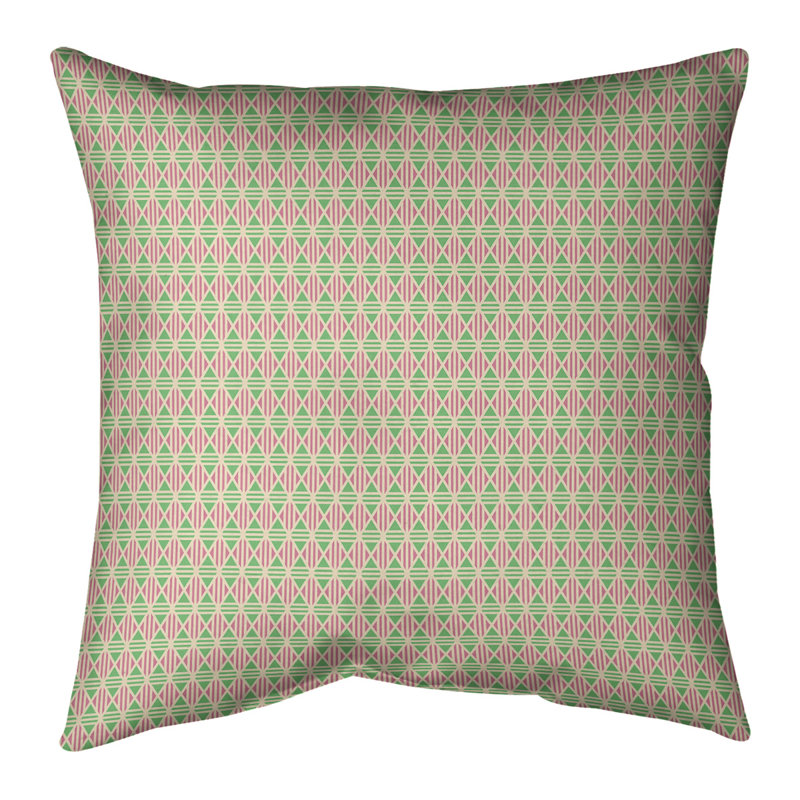 Coussin décoratif en coton Katelyn Elizabeth, H 26 po x l 26 po, Bourre en polyester, Vert / rose foncé