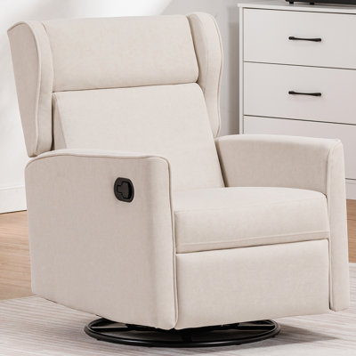Rocking Recliner Chair, Swivel Glider Reclining Single Sofa Manual Rocker Recliners, Nursery Rocking Chairs With Upholstered Seating For Living Room Office