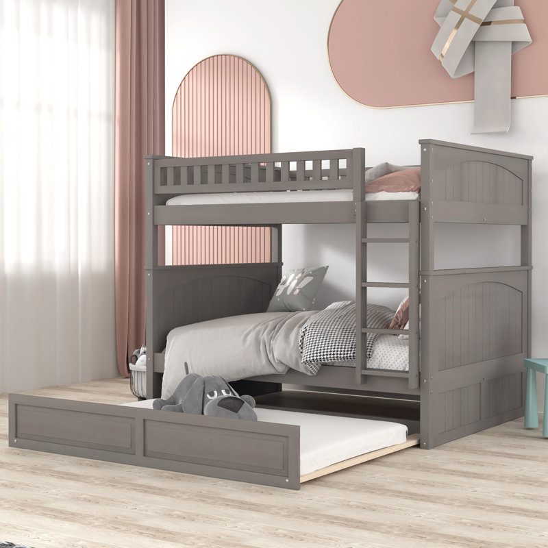 Fawad Kids Full Over Full Bunk Bed with Trundle, Gray