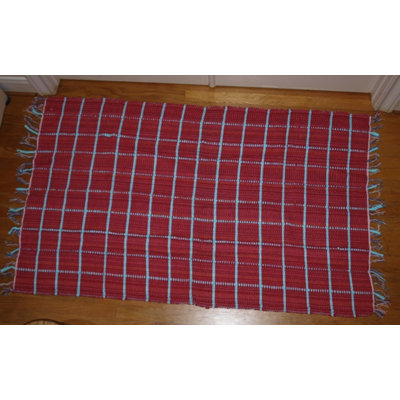 Tapis de zone rouge en coton 3 pi 6 x 5 pi à tissage plat Arkadelphia