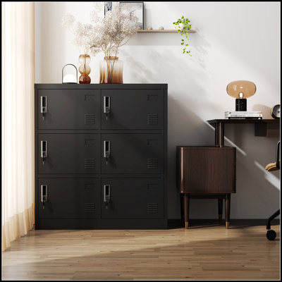 6-Door Metal Employee Storage Locker with Card Slot for Office, Gym, School, and Home Use