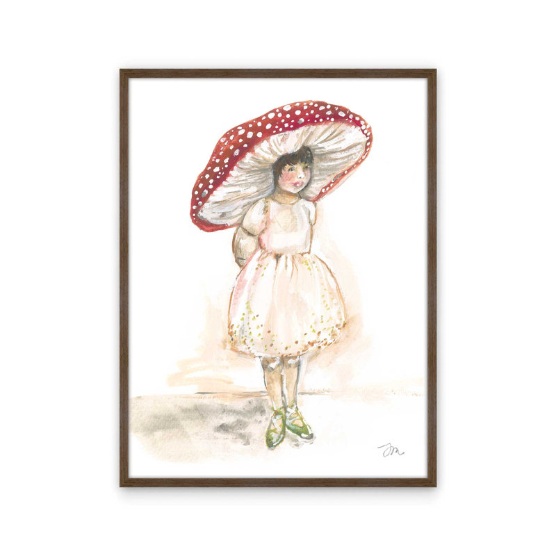 «Mushroom Girl» par Jessica Mingo, reproduction d'art, L 12 po x H 16 po, Brun, Impression encadrée