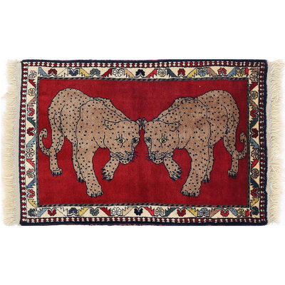 Fine Hand Knotted Cheetah Persian Shiraz Rug 2' X 3'2''