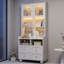 H180 cm Ribbed Glass Display Cabinet with LED Lighting