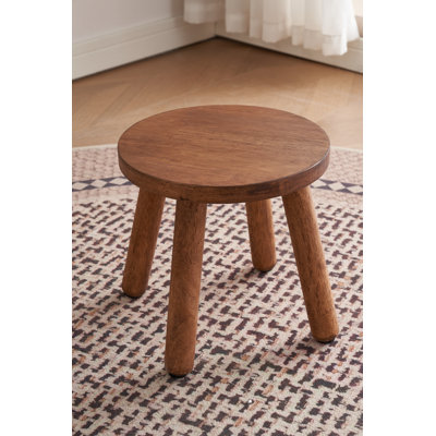 Solid Wood Stool Footstool,Small Round Wooden Ottoman,Plant Stand, Wood Accent Stool by Millwood Pines