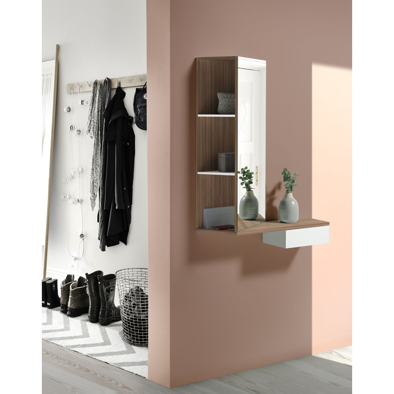 Eilyn 3 Piece Accent Shelf, Walnut/White