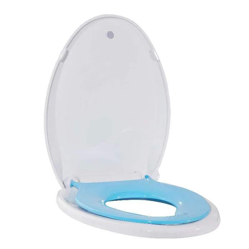 Toilet Seat With Toddler Seat Built In, Elongated Toilet Seat For Potty Training, Fits Both Adults And Children, Blue