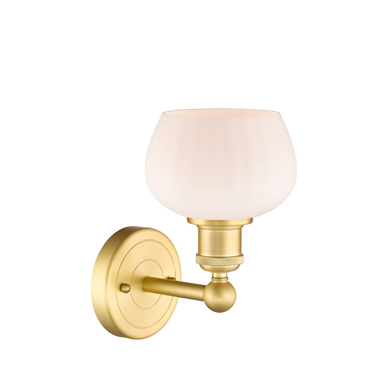 Canute Armed Sconce, Matte White, Satin Gold