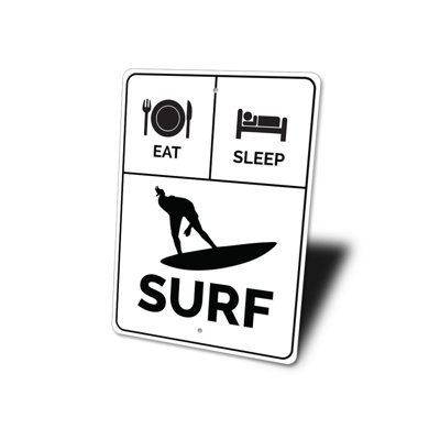 Plaque «Eat Sleep Surf» en aluminium