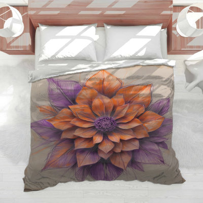 Orange Purple Dahlia Comforter