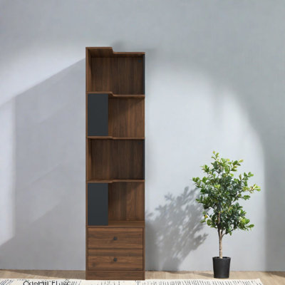 Bibliothèque gain de place avec rangement, tablette d'angle moderne en bois MDF pour la maison