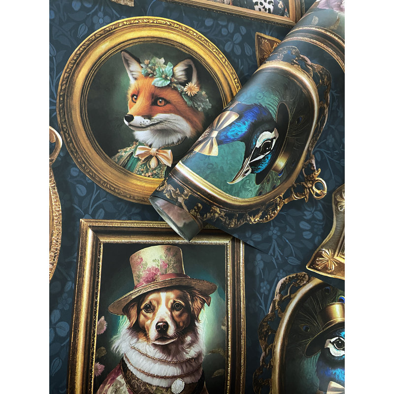 Papier peint Regal Beasts, Bleu marine/bleu