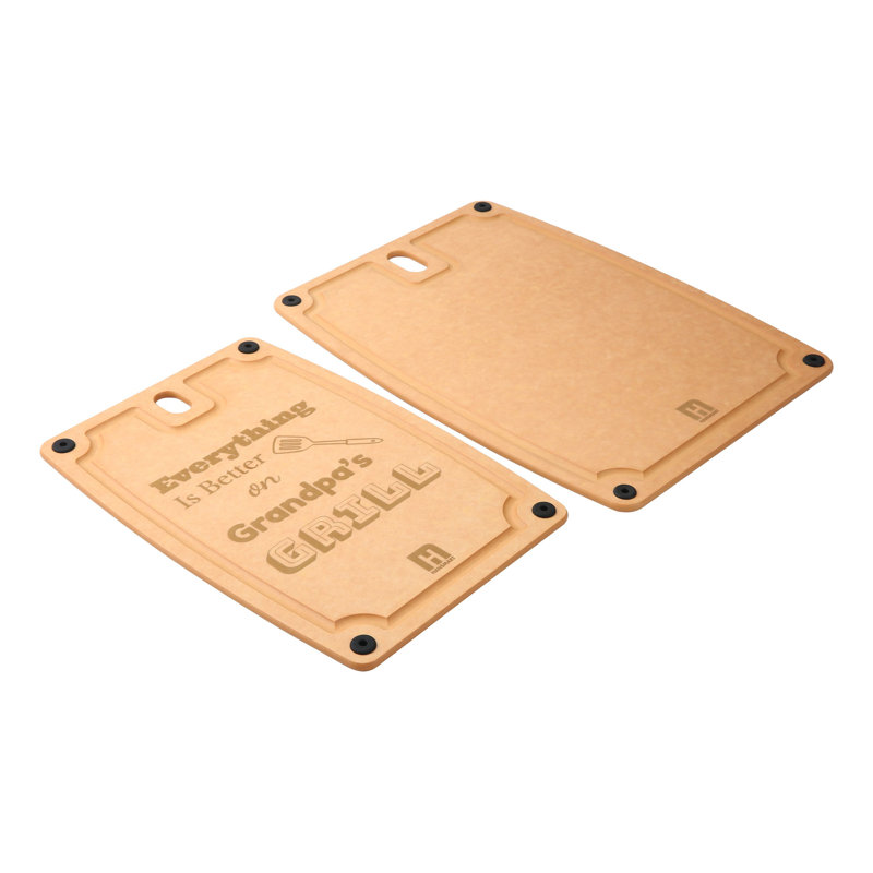 2-Pc. Eco-Friendly Composite Reversible Cutting Board Medium&Large Set With Handles, Grandpa