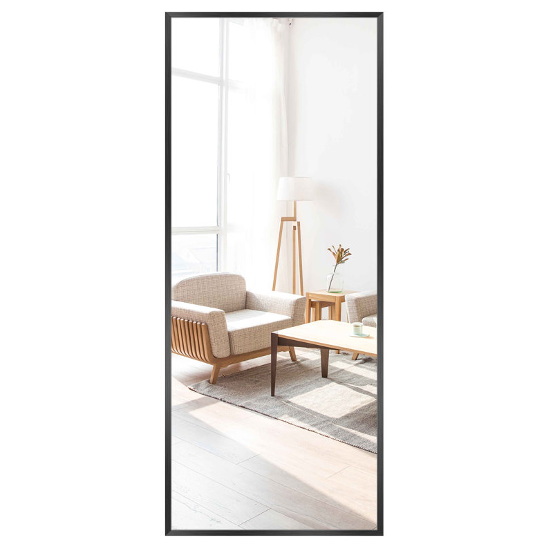 Talma Wood Flat Mirror, 71" H x 28" W, Black